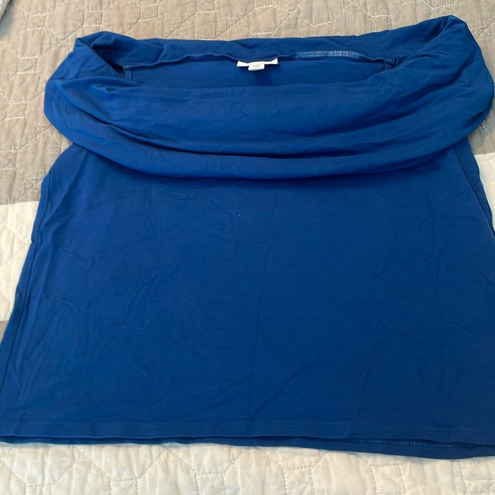 Jjill ladies blue cowl neck top medium petite